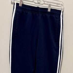 Adidas Track Pants, Mens Small, Navy Cotton Blend Tapered Fleece Jogger